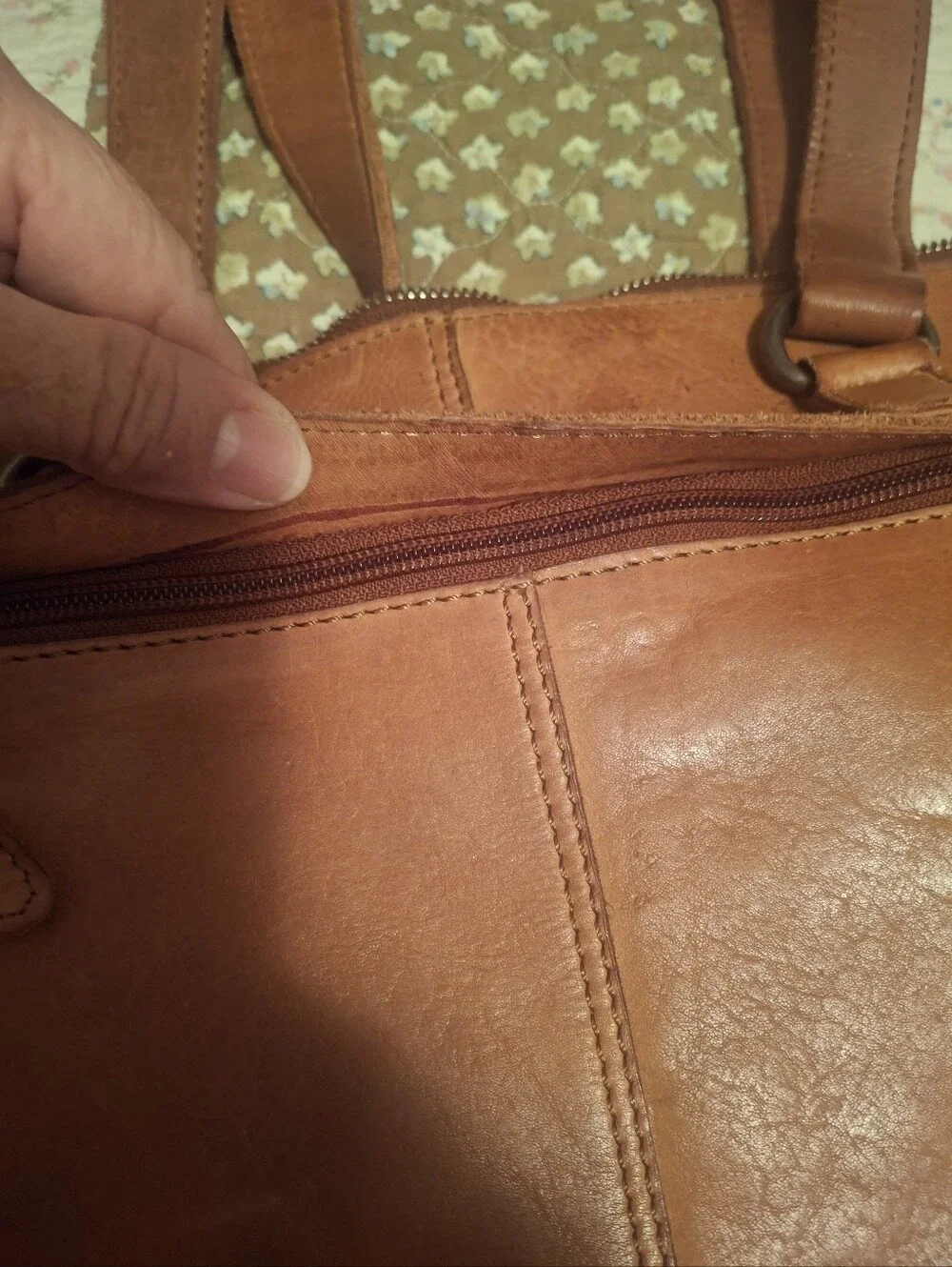 Tan Leather Woven-Accent Womens Computer Or Tote Bag
